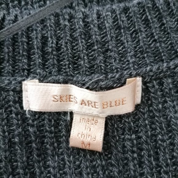 Skies Are Blue Womens Black Cold Shoulder Sleeve Round Neck Sweater Size M - Picture 5 of 7